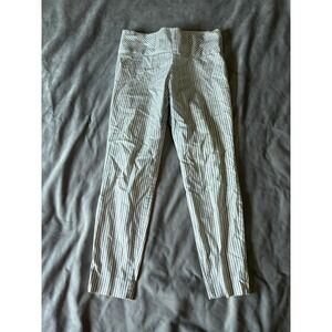 Vision 155 Striped Pull On Dress Pants Womens 10R Gray White Slim Leg Trousers